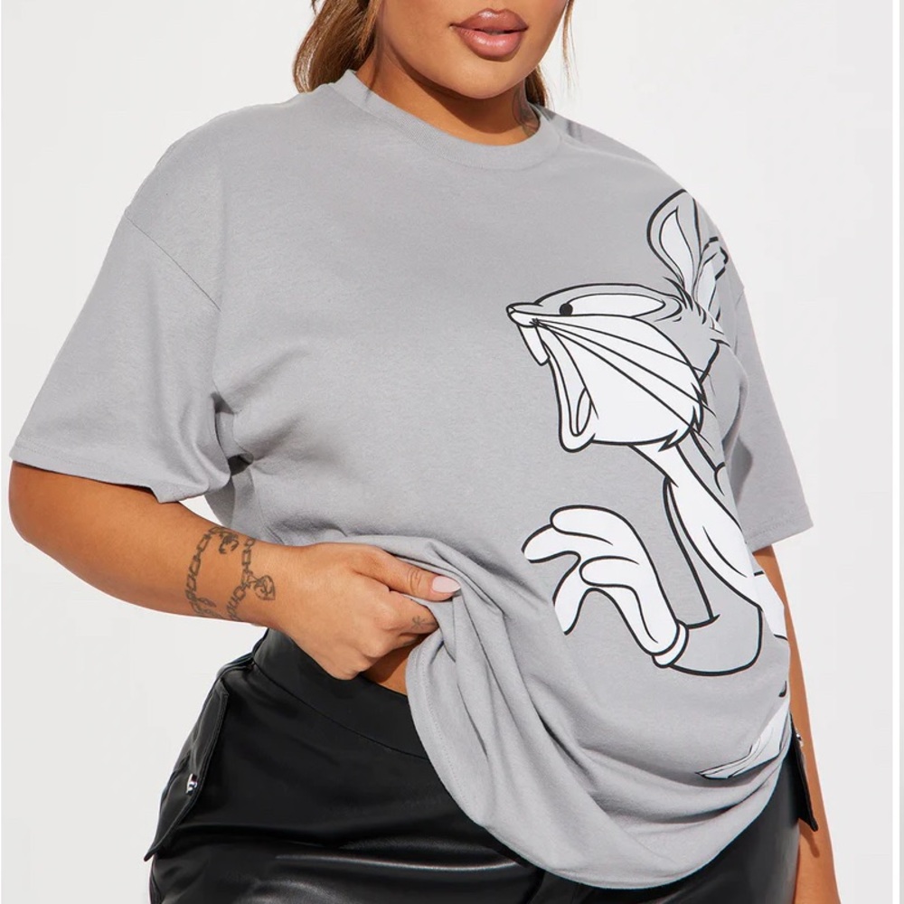 Bugs Bunny Jumbo Print Graphic Tee - Grey Sz L